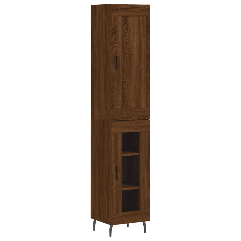 Highboard Braun Eichen-Optik 34,5x34x180 cm Holzwerkstoff