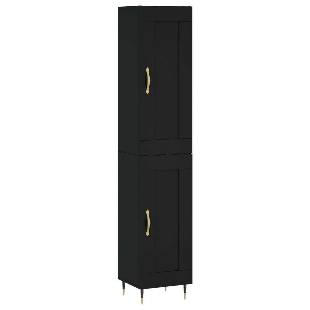 Highboard Schwarz 34,5x34x180 cm Holzwerkstoff