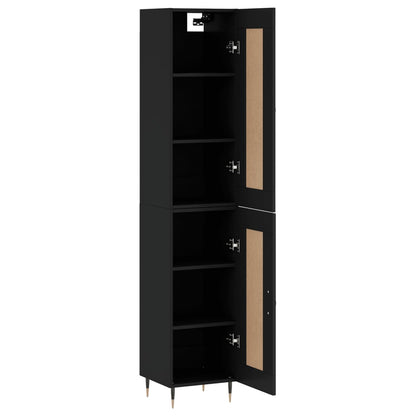 Highboard Schwarz 34,5x34x180 cm Holzwerkstoff