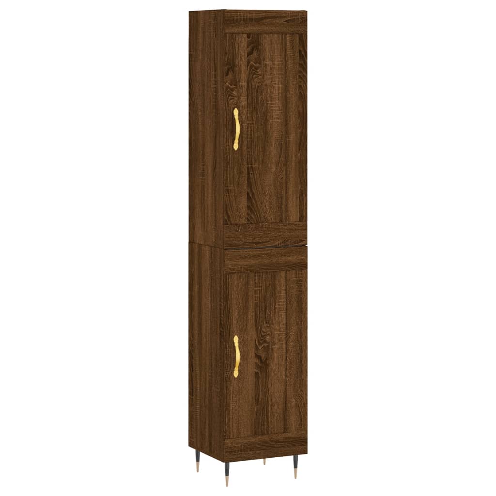 Highboard Braun Eichen-Optik 34,5x34x180 cm Holzwerkstoff