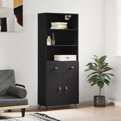 Highboard Schwarz 69,5x34x180 cm Holzwerkstoff