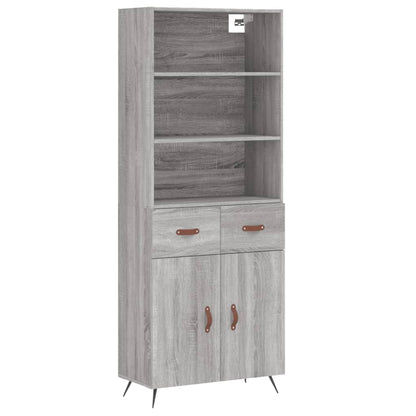 Highboard Grau Sonoma 69,5x34x180 cm Holzwerkstoff