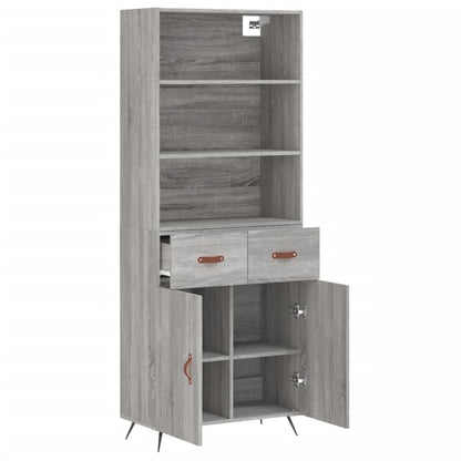 Highboard Grau Sonoma 69,5x34x180 cm Holzwerkstoff