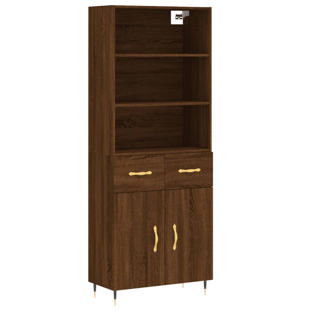 Highboard Braun Eichen-Optik 69,5x34x180 cm Holzwerkstoff