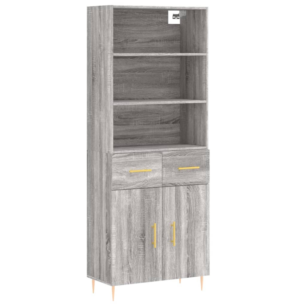 Highboard Grau Sonoma 69,5x34x180 cm Holzwerkstoff