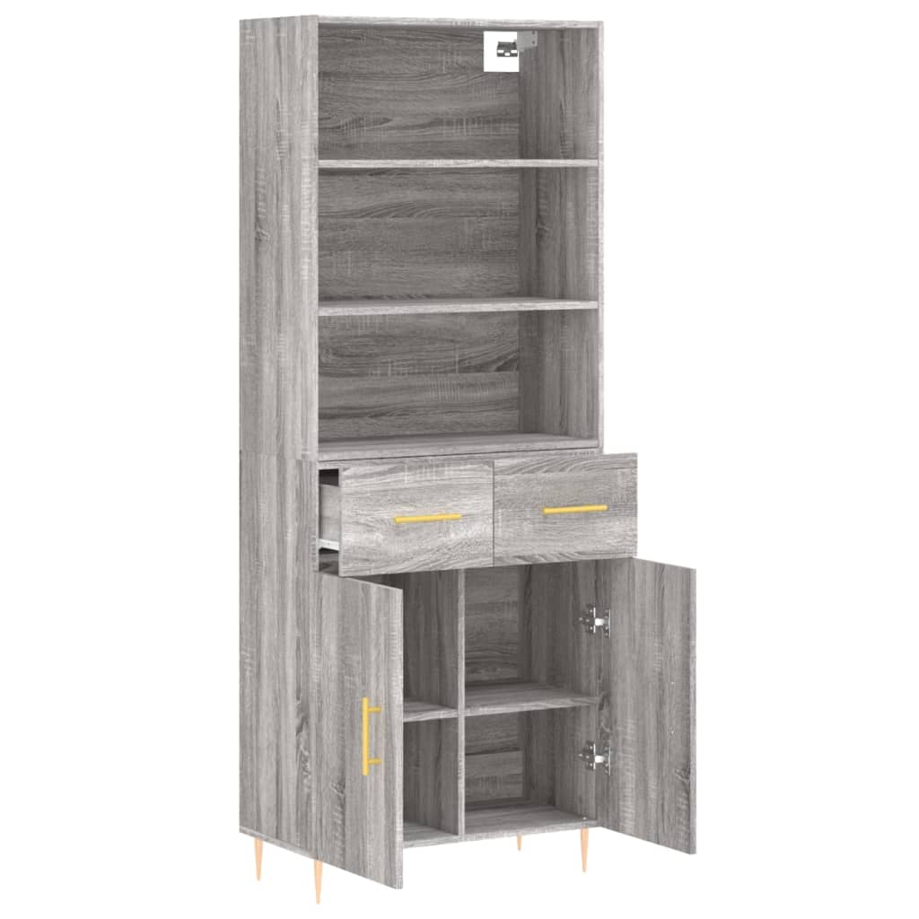 Highboard Grau Sonoma 69,5x34x180 cm Holzwerkstoff