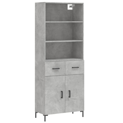 Highboard Betongrau 69,5x34x180 cm Holzwerkstoff