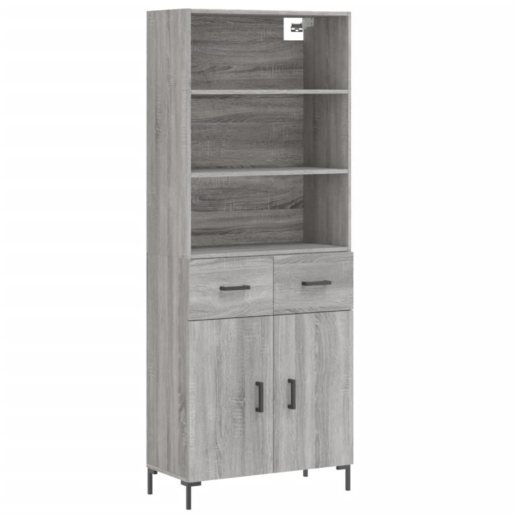 Highboard Grau Sonoma 69,5x34x180 cm Holzwerkstoff