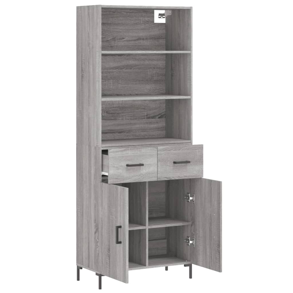 Highboard Grau Sonoma 69,5x34x180 cm Holzwerkstoff