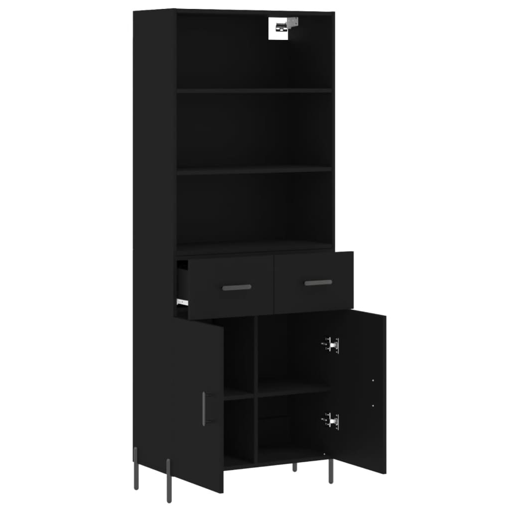 Highboard Schwarz 69,5x34x180 cm Holzwerkstoff