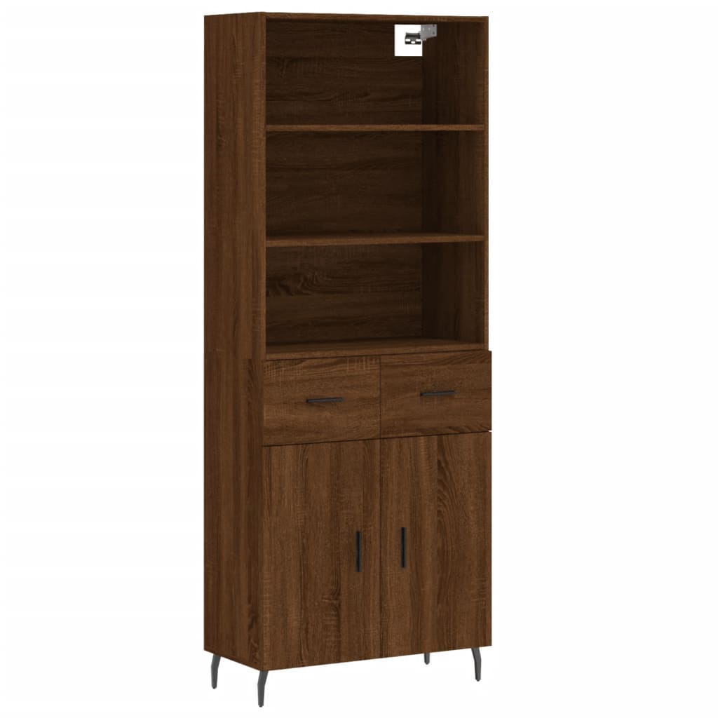 Highboard Braun Eichen-Optik 69,5x34x180 cm Holzwerkstoff