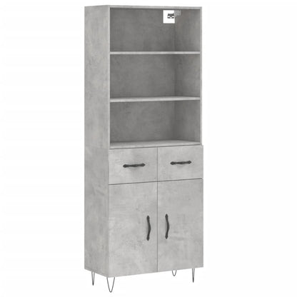 Highboard Betongrau 69,5x34x180 cm Holzwerkstoff