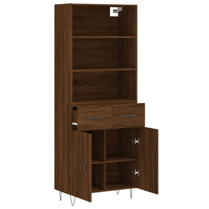 Highboard Braun Eichen-Optik 69,5x34x180 cm Holzwerkstoff