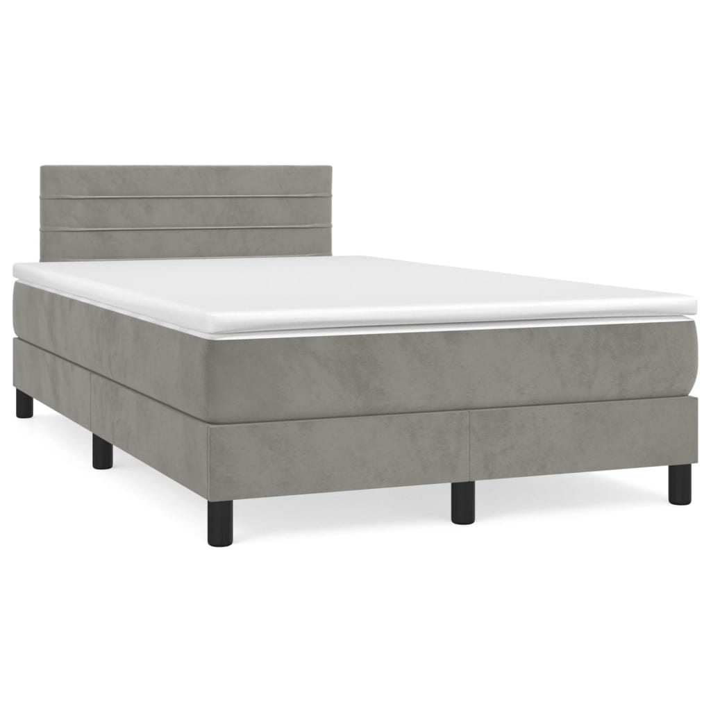 Boxspringbett mit Matratze Hellgrau 120x200 cm Samt