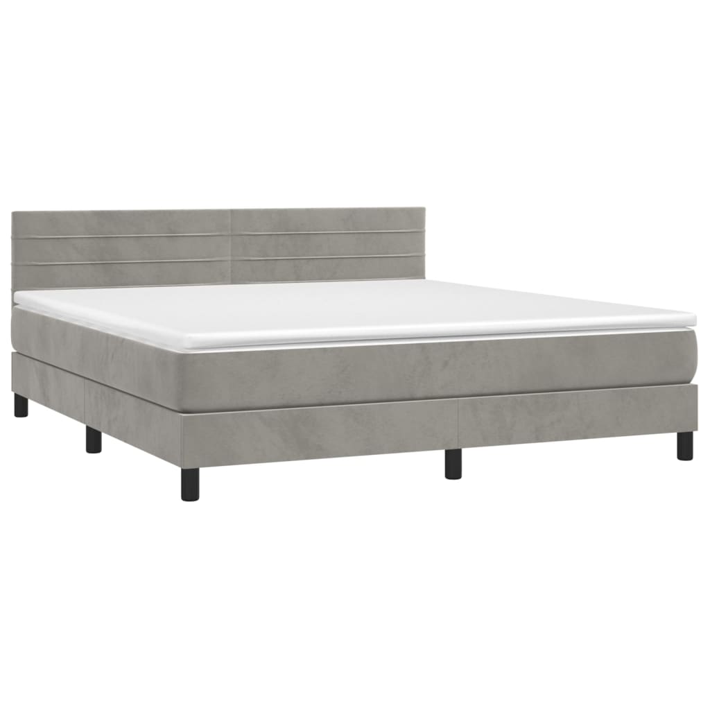 Boxspringbett mit Matratze Hellgrau 160x200 cm Samt