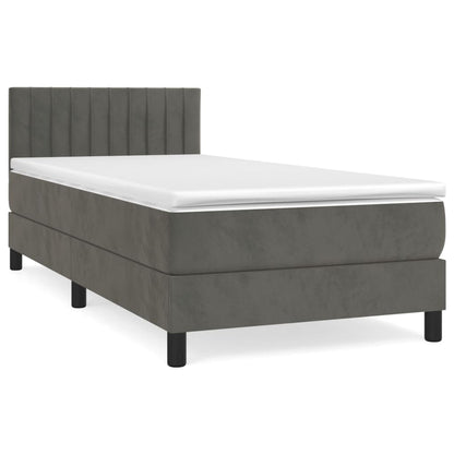 Boxspringbett mit Matratze Dunkelgrau 90x190 cm Samt