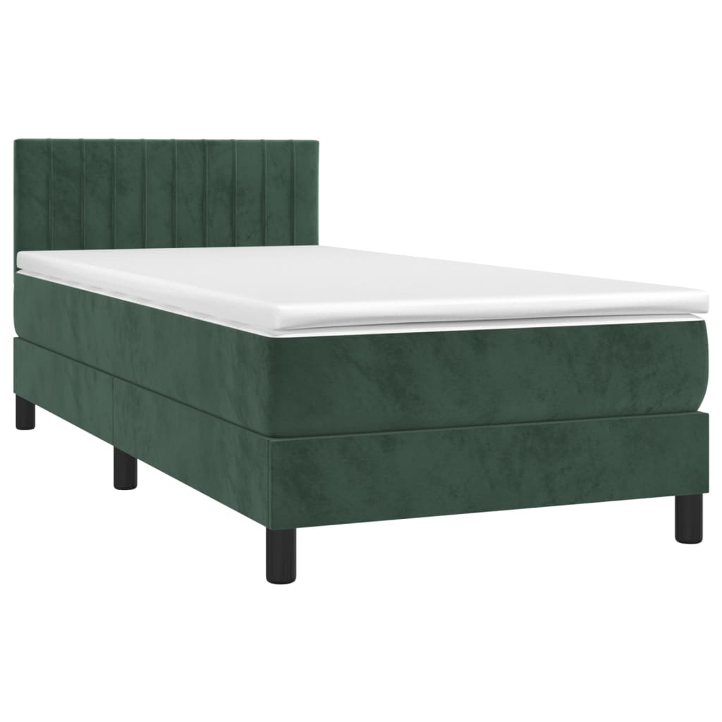 Boxspringbett mit Matratze Dunkelgrün 90x190 cm Samt