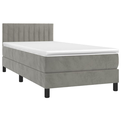 Boxspringbett mit Matratze Hellgrau 90x200 cm Samt