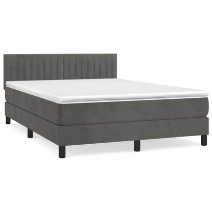 Boxspringbett mit Matratze Dunkelgrau 140x200 cm Samt