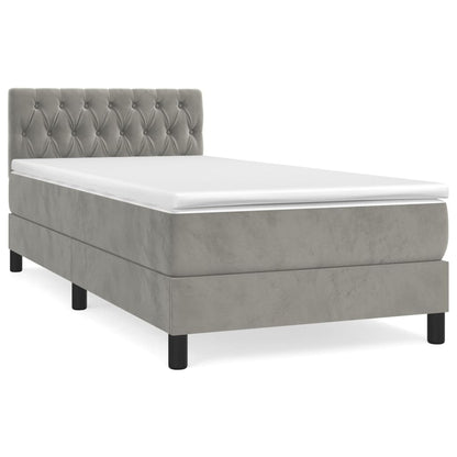 Boxspringbett mit Matratze Hellgrau 90x190 cm Samt