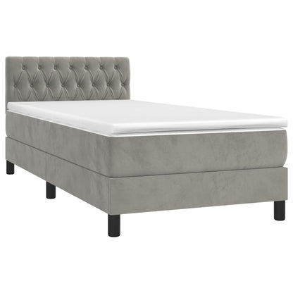 Boxspringbett mit Matratze Hellgrau 90x190 cm Samt