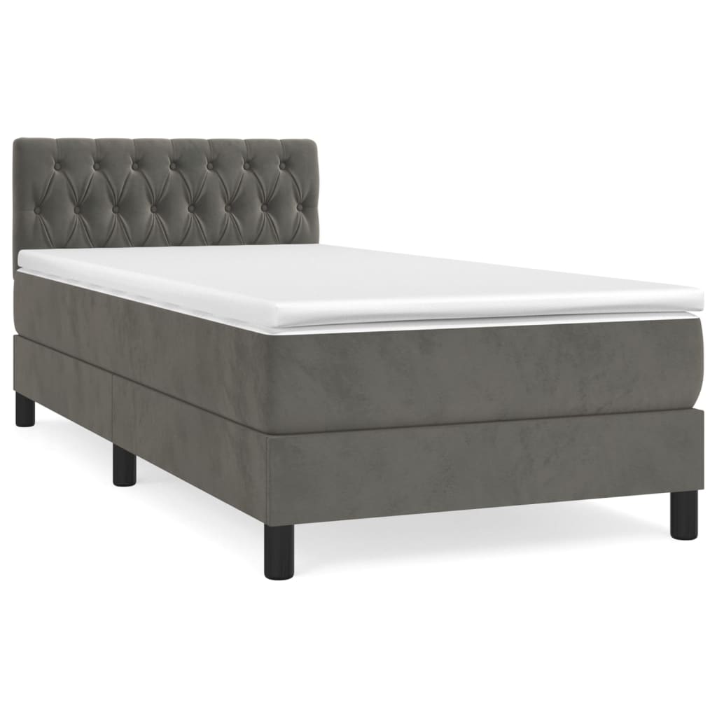 Boxspringbett mit Matratze Dunkelgrau 90x190 cm Samt