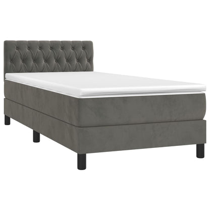 Boxspringbett mit Matratze Dunkelgrau 90x190 cm Samt