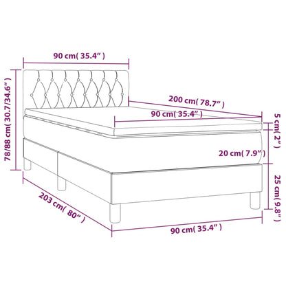 Boxspringbett mit Matratze Hellgrau 90x200 cm Samt