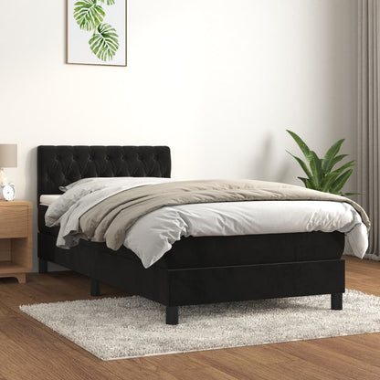 Boxspringbett mit Matratze Schwarz 90x200 cm Samt