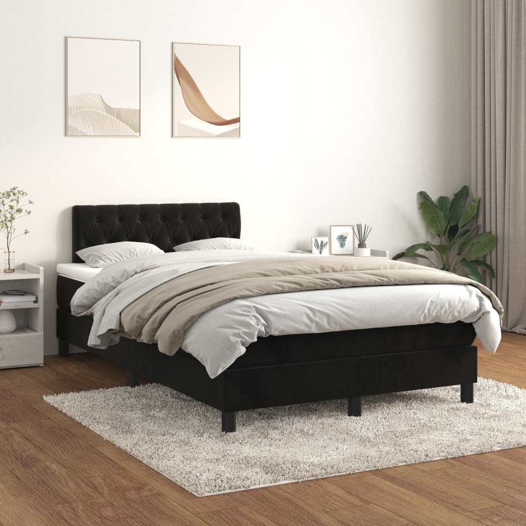 Boxspringbett mit Matratze Schwarz 120x200 cm Samt