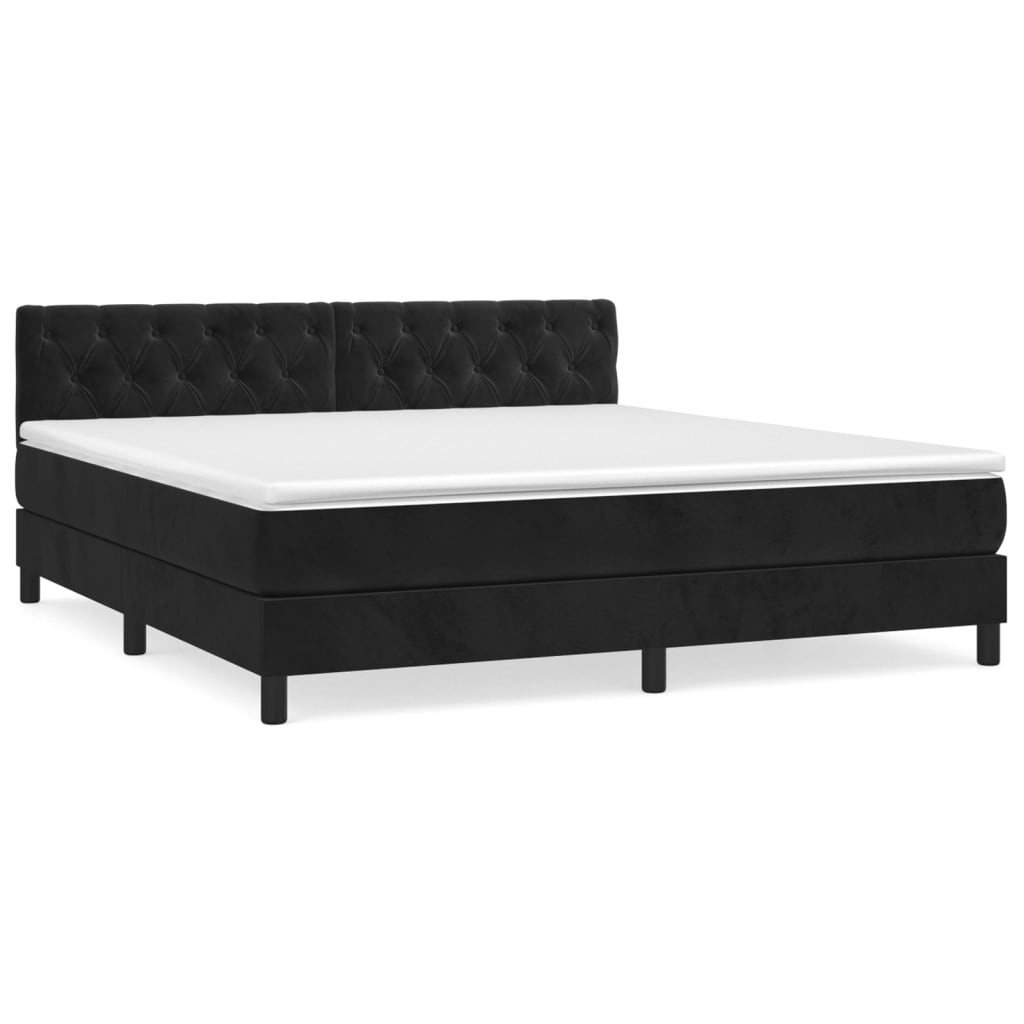 Boxspringbett mit Matratze Schwarz 160x200 cm Samt