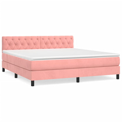 Boxspringbett mit Matratze Rosa 160x200 cm Samt