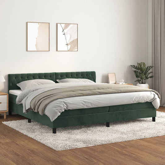 Boxspringbett mit Matratze Dunkelgrün 200x200 cm Samt