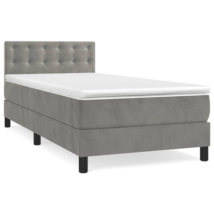 Boxspringbett mit Matratze Hellgrau 90x190 cm Samt