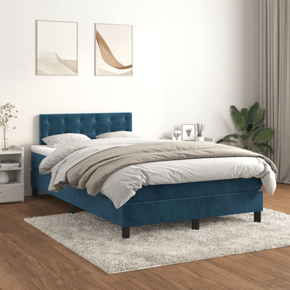 Boxspringbett mit Matratze Dunkelblau 120x200 cm Samt