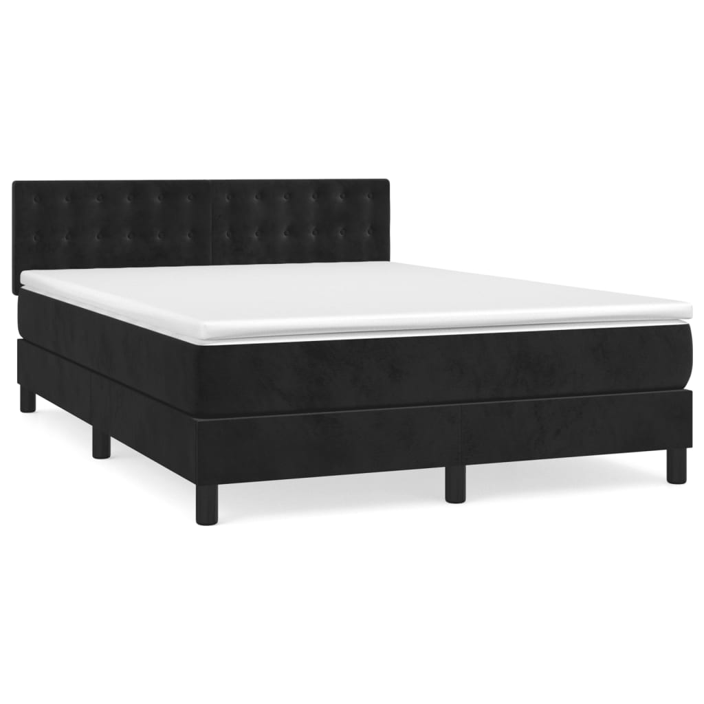 Boxspringbett mit Matratze Schwarz 140x200 cm Samt