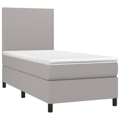 Boxspringbett mit Matratze Hellgrau 80x200 cm Stoff