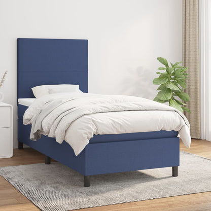 Boxspringbett mit Matratze Blau 100x200 cm Stoff