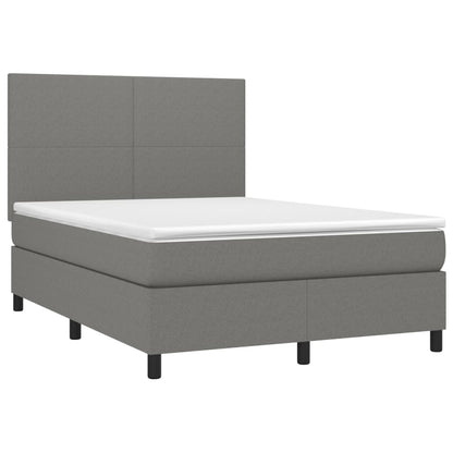 Boxspringbett mit Matratze Dunkelgrau 140x200 cm Stoff