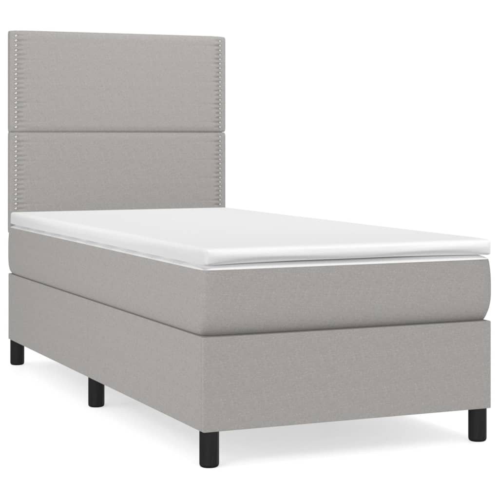 Boxspringbett mit Matratze Hellgrau 80x200 cm Stoff