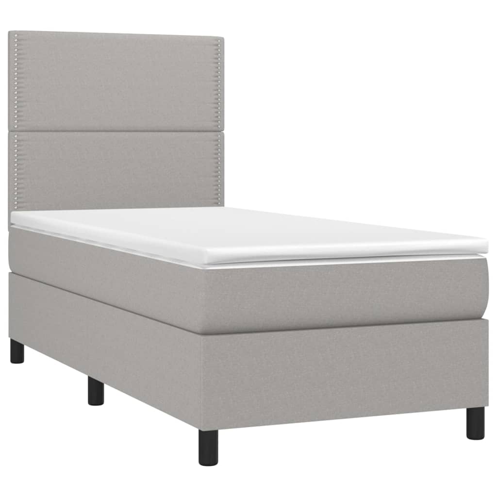 Boxspringbett mit Matratze Hellgrau 90x190 cm Stoff