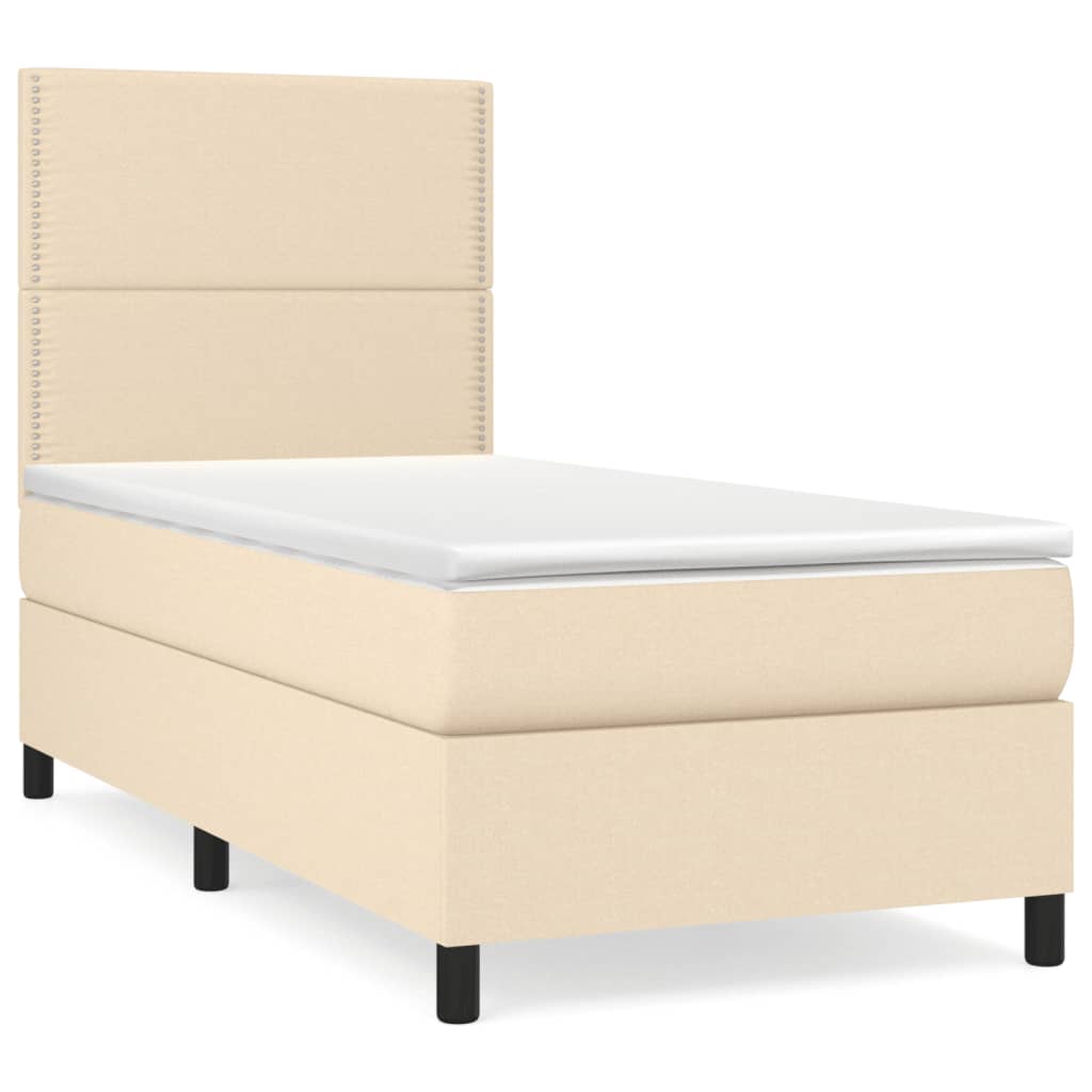 Boxspringbett mit Matratze Creme 90x190 cm Stoff