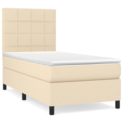 Boxspringbett mit Matratze Creme 80x200 cm Stoff