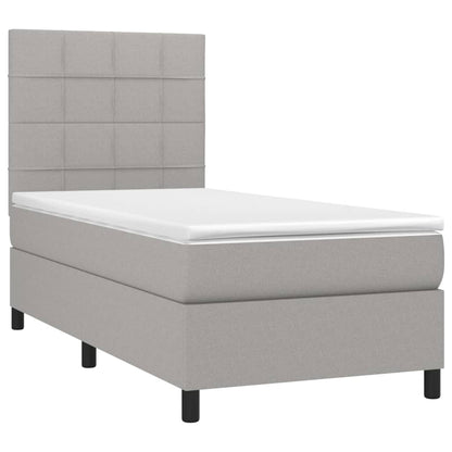 Boxspringbett mit Matratze Hellgrau 90x190 cm Stoff