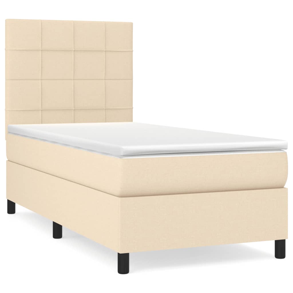 Boxspringbett mit Matratze Creme 90x190 cm Stoff