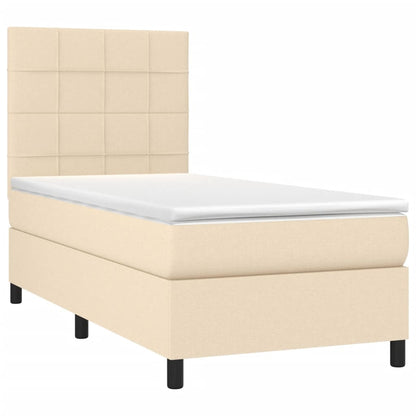 Boxspringbett mit Matratze Creme 90x190 cm Stoff