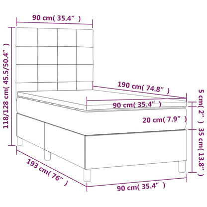 Boxspringbett mit Matratze Blau 90x190 cm Stoff