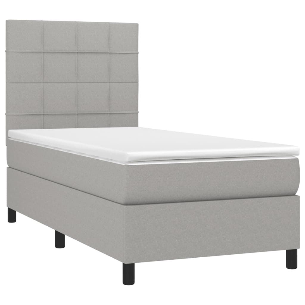 Boxspringbett mit Matratze Hellgrau 90x200 cm Stoff