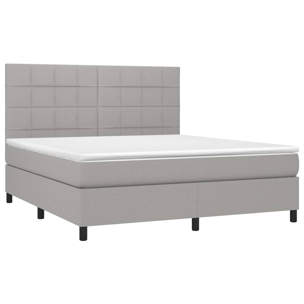 Boxspringbett mit Matratze Hellgrau 180x200 cm Stoff