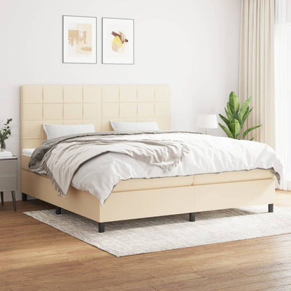 Boxspringbett mit Matratze Creme 200x200 cm Stoff